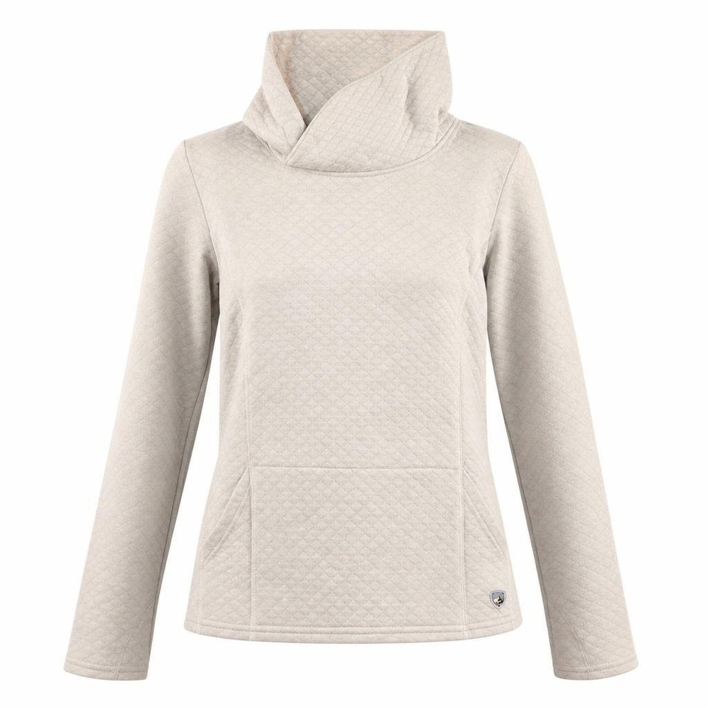 KUHL Athena Pullover Womens M Beige Merino Wool Gorpcore Cowl Neck Quilted Gorp